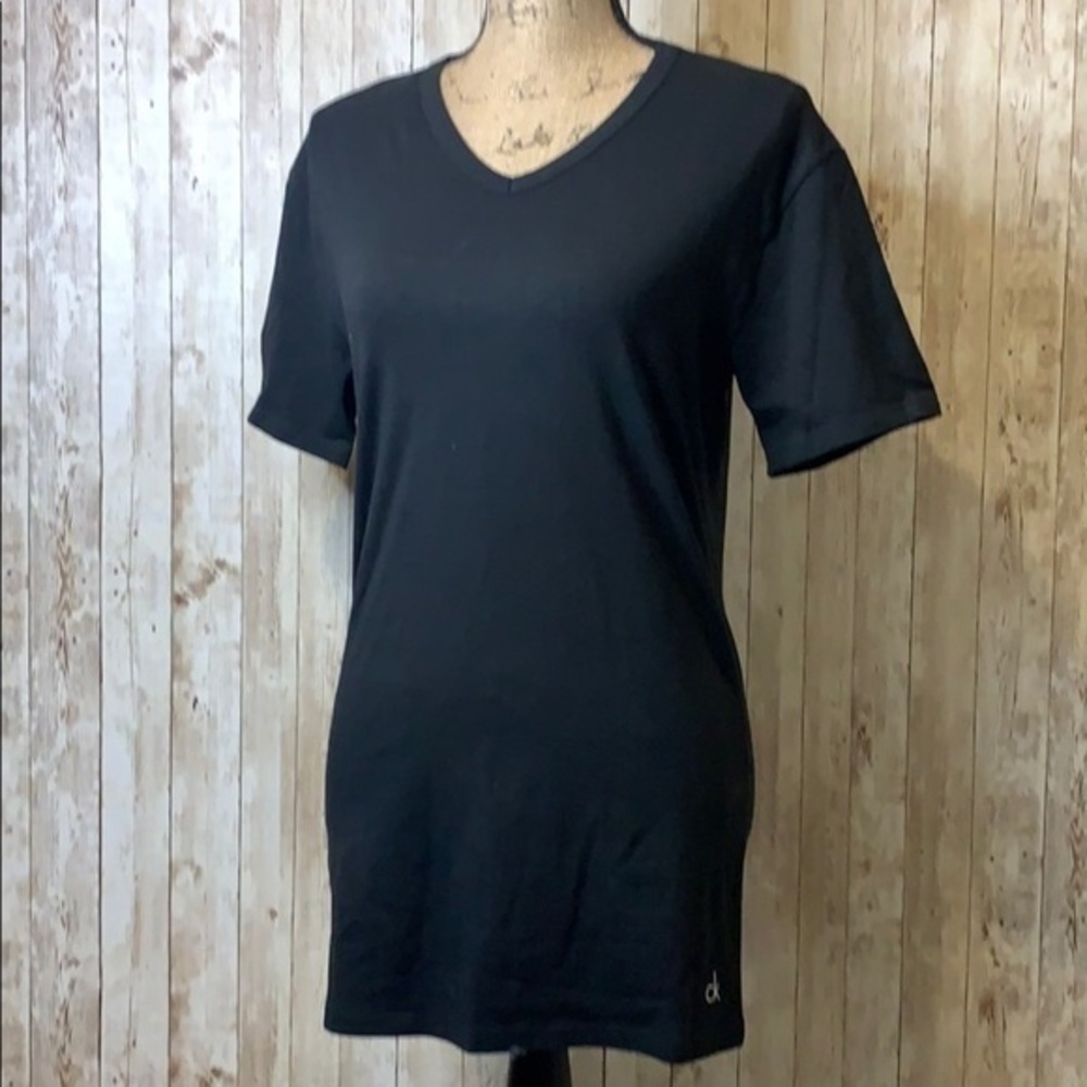 Calvin Klein Plain Black Petite V-Neck Short Sleeved T-Shirt